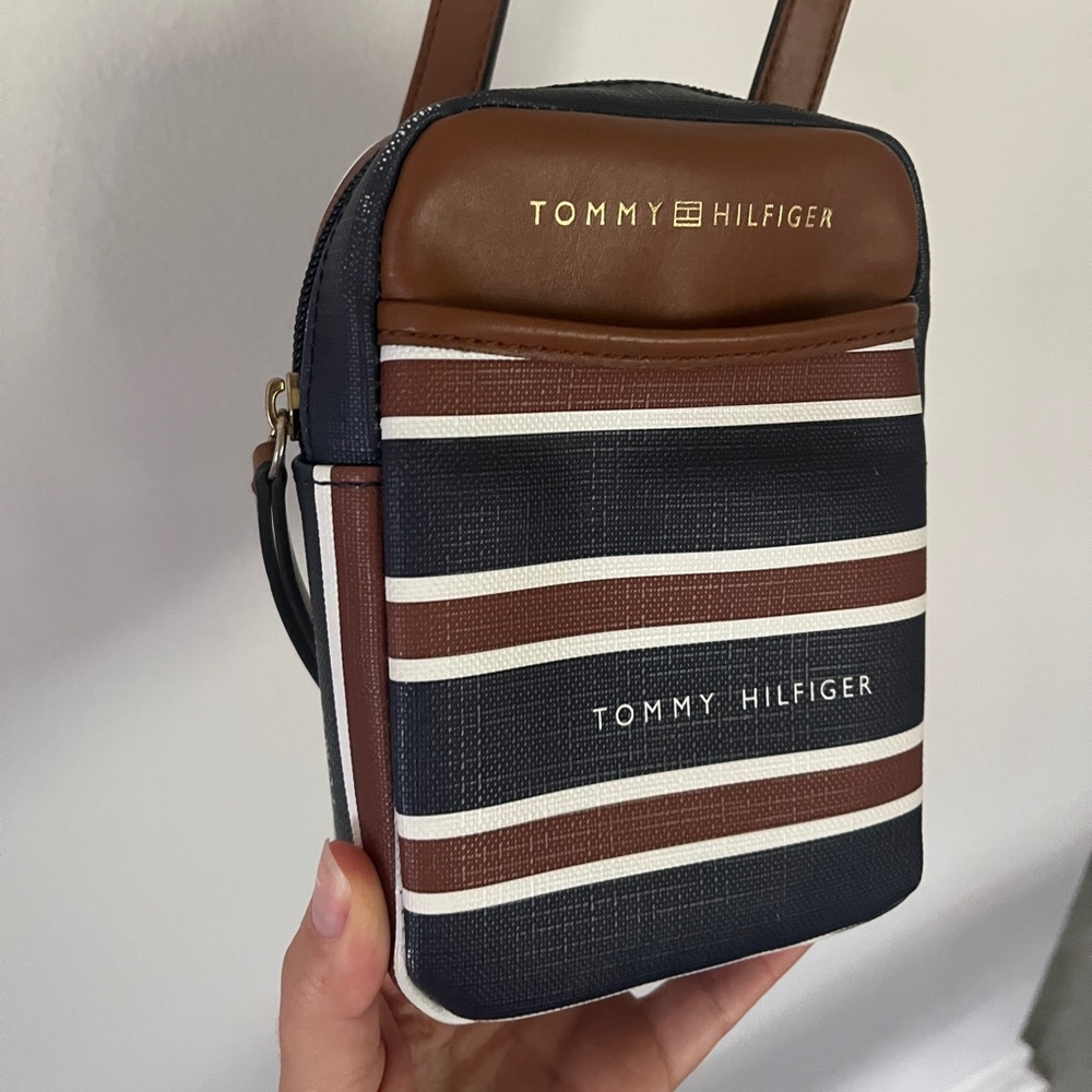 Tommy Hilfiger Navy and Brown Crossbody Bag